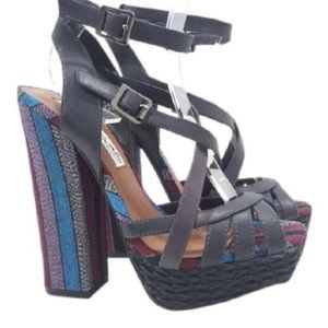 NAUGHTY MONKEY Aztec Open Toe Platform Size 7M